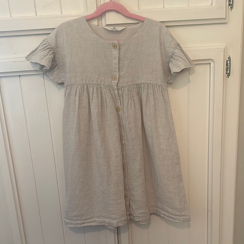 Beige Linen Summer Dress